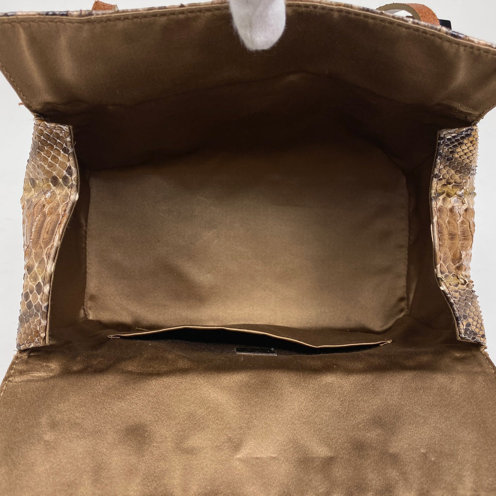 フェンディ ズッカロゴ ハンドバッグ 肩掛け ハンドバッグ パイソン ブラウン レディース 【中古】brbag