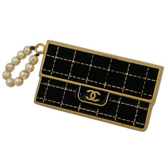 シャネル バッグモチーフ ピンブローチ ココマーク ピンバッジ ブローチ GP ゴールド ブラック レディース 【中古】bracc