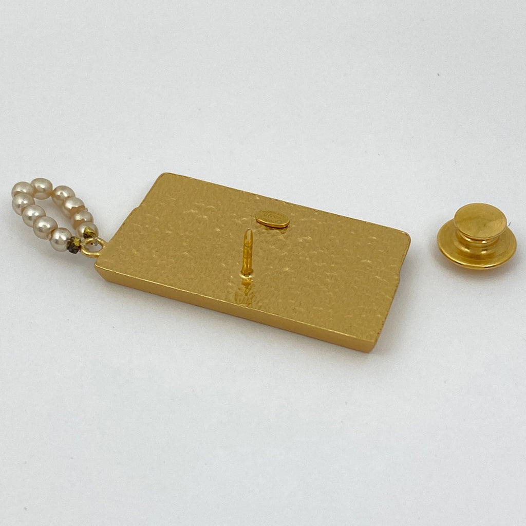 シャネル バッグモチーフ ピンブローチ ココマーク ピンバッジ ブローチ GP ゴールド ブラック レディース 【中古】bracc