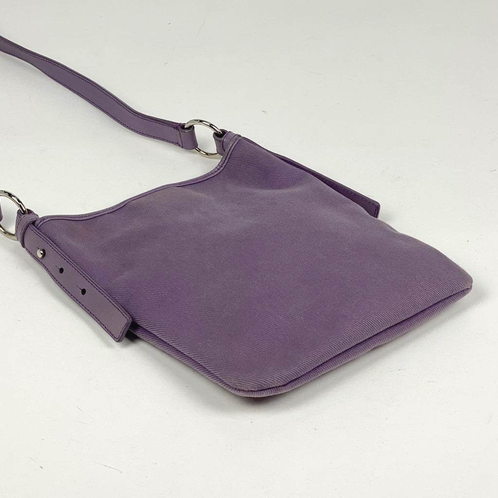 イヴ・サンローラン ロゴ ショルダーバッグ YSL 斜め掛け ショルダーバッグ キャンバス パープル レディース 【中古】brbag