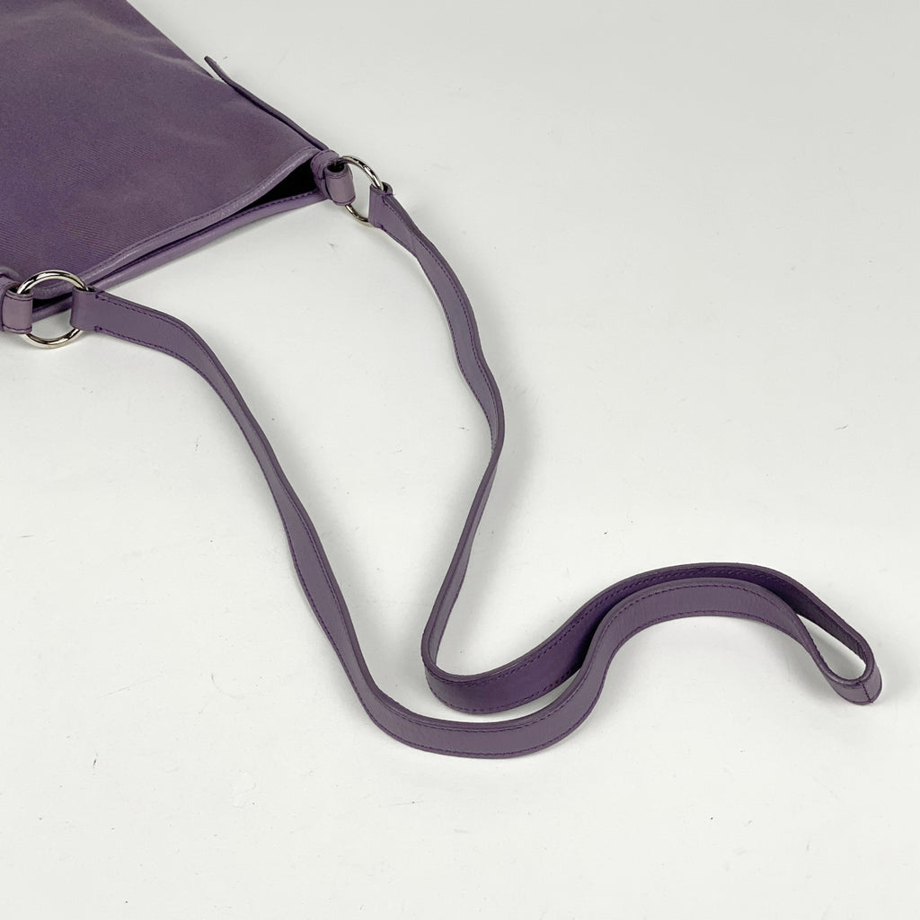イヴ・サンローラン ロゴ ショルダーバッグ YSL 斜め掛け ショルダーバッグ キャンバス パープル レディース 【中古】brbag
