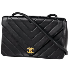 シャネル ココマーク ショルダーバッグ Vステッチ ショルダーバッグ レザー ブラック レディース 【中古】brbag