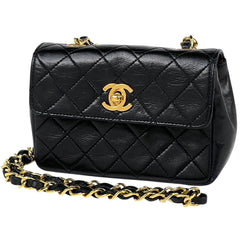シャネル ココマーク チェーン ショルダーバッグ ミニ マトラッセ ショルダーバッグ レザー ブラック レディース 【中古】brbag