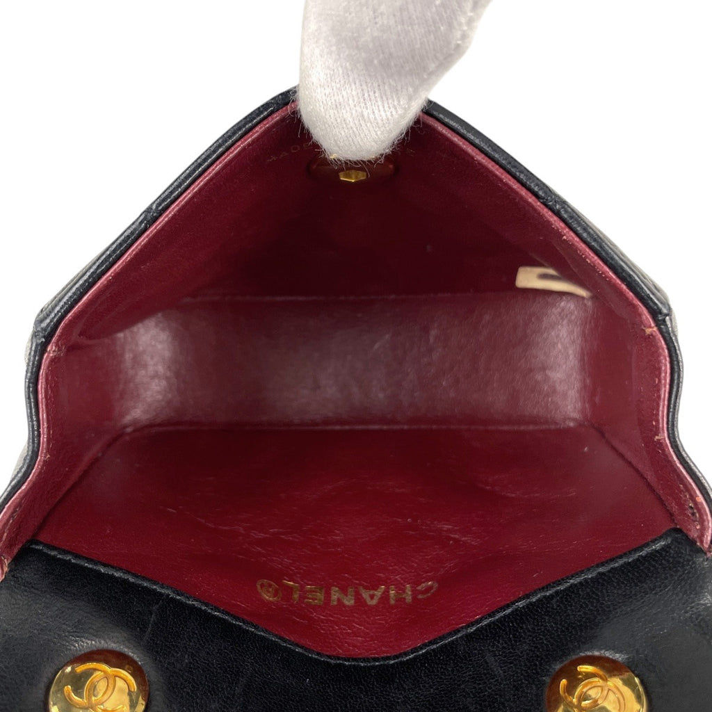 シャネル ココマーク チェーン ショルダーバッグ ミニ マトラッセ ショルダーバッグ レザー ブラック レディース 【中古】brbag