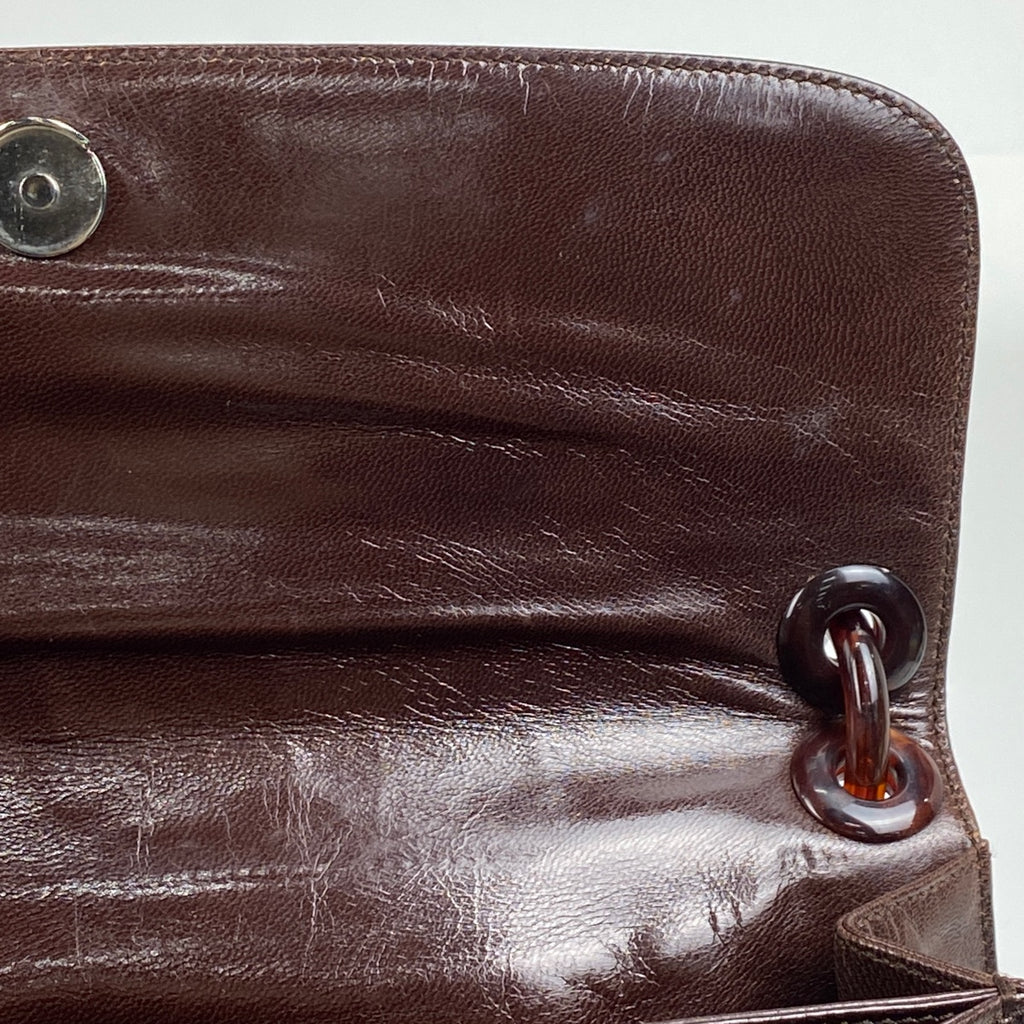 プラダ ロゴ プラチェーン ショルダーバッグ ワンショルダー ショルダーバッグ レザー ブラウン レディース 【中古】brbag