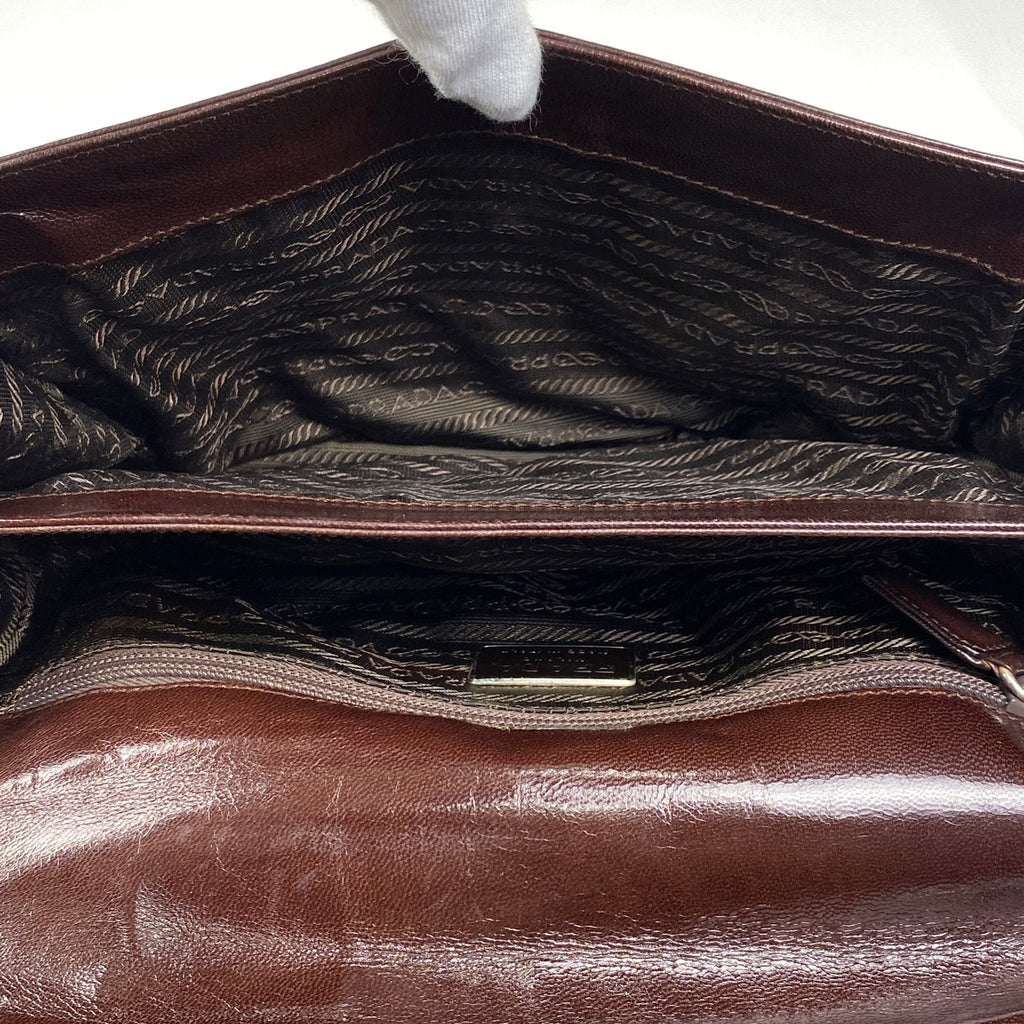 プラダ ロゴ プラチェーン ショルダーバッグ ワンショルダー ショルダーバッグ レザー ブラウン レディース 【中古】brbag