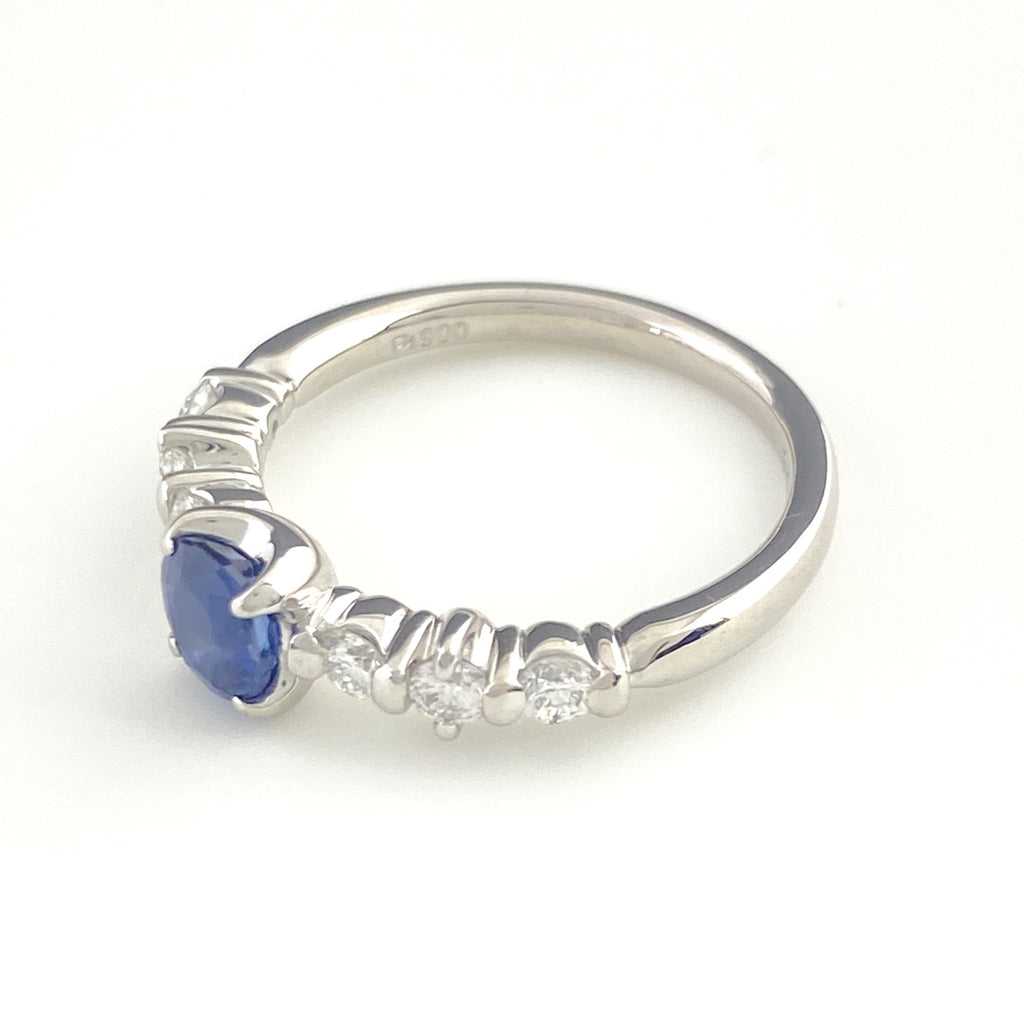 サファイア デザインリング プラチナ 指輪 メレダイヤ リング 9.5号 Pt900 サファイア ダイヤモンド レディース 【中古】nbjwl