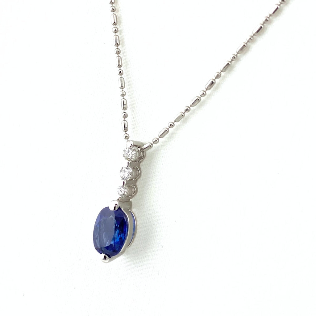 サファイア デザインネックレス プラチナ ペンダント メレダイヤ ネックレス Pt900 Pt850 サファイア レディース 【中古】nbjwl