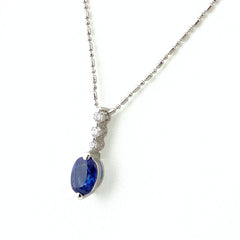 サファイア デザインネックレス プラチナ ペンダント メレダイヤ ネックレス Pt900 Pt850 サファイア レディース 【中古】nbjwl