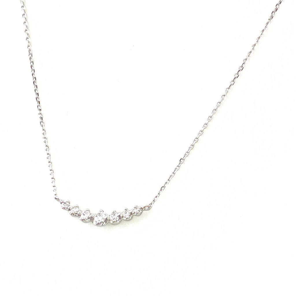 ヨンドシー メレダイヤ デザインネックレス WG ホワイトゴールド ペンダント ネックレス K18 WG ダイヤモンド レディース 【中古】brjwl