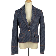 クリスチャンディオール トロッター柄 デニム ジャケット 総柄 アウター デニムジャケット コットン ネイビー レディース 【中古】brapp