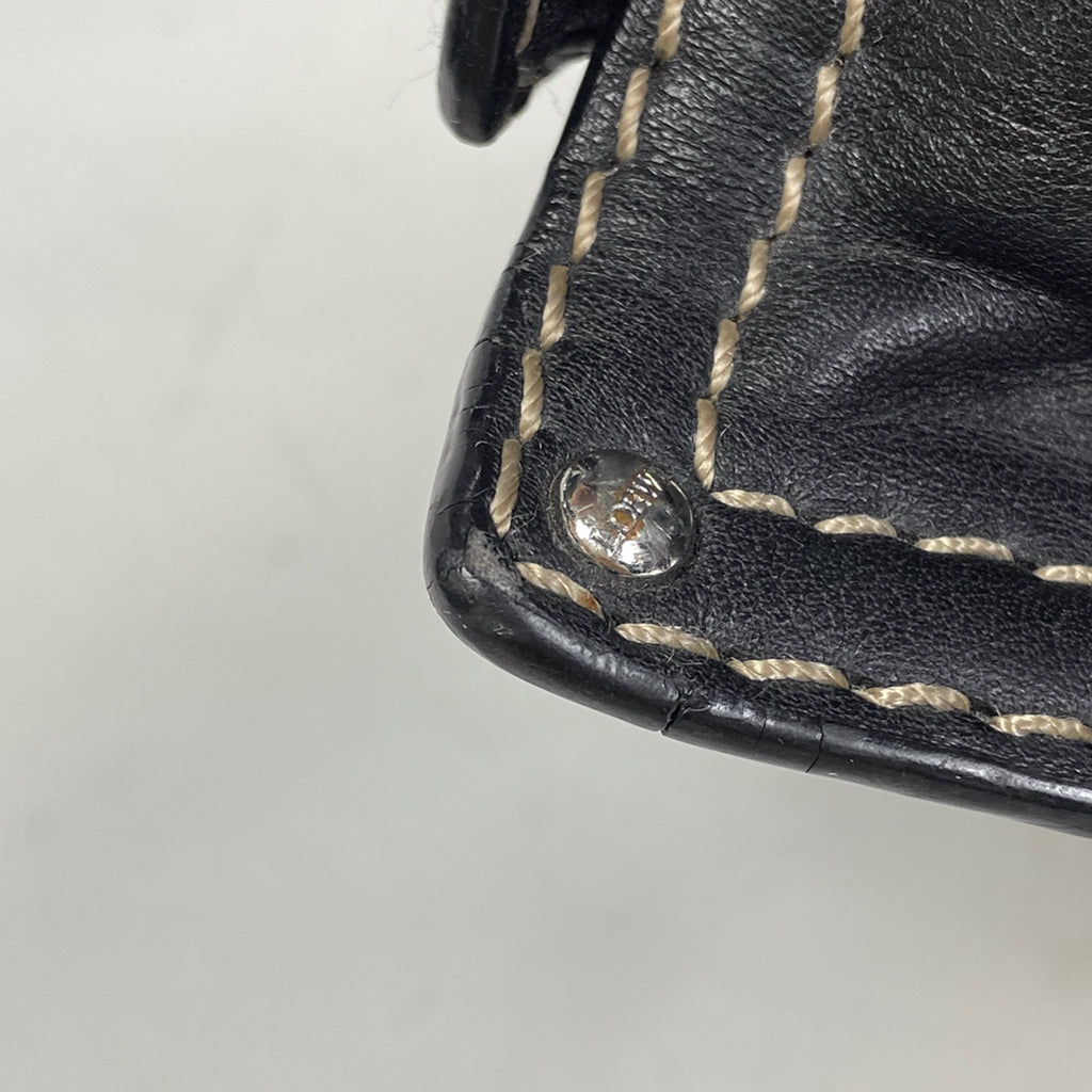 ロエベ アナグラム ショッパー トートバッグ ロゴ ショルダーバッグ トートバッグ レザー ブラック レディース 【中古】brbag