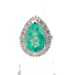 エメラルド デザインリング プラチナ メレダイヤ 指輪 リング 9号 Pt900 エメラルド ダイヤモンド レディース 【中古】nbjwl