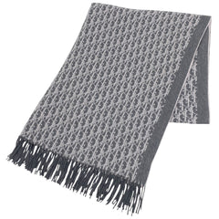 クリスチャンディオール トロッター柄 ショール 大判 フリンジ ショール ショール シルク グレー レディース 【中古】brbag