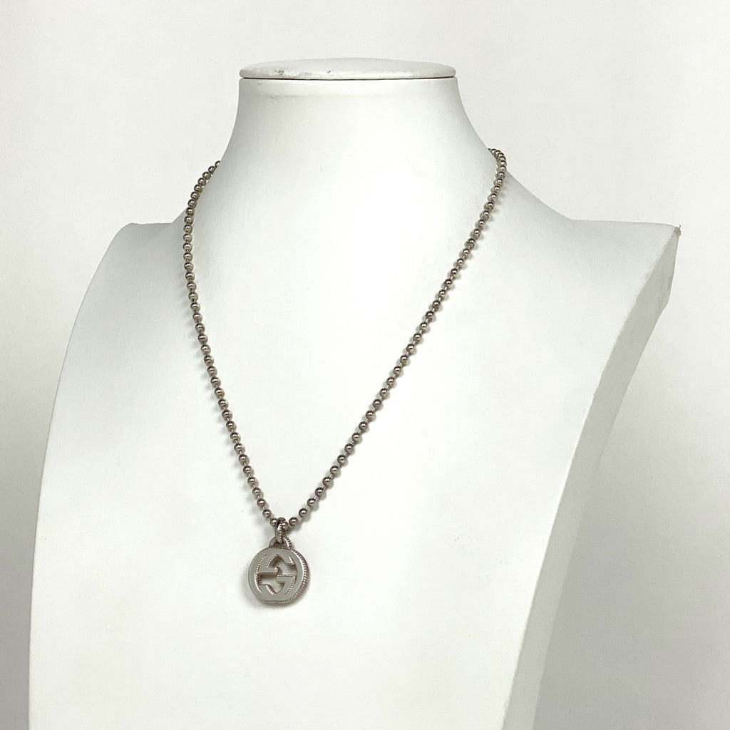 グッチ インターロッキングG ネックレス ボールチェーン ネックレス シルバー925 シルバー レディース 【中古】bracc