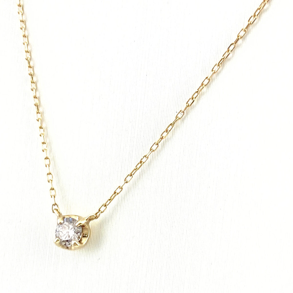 メレダイヤ デザインネックレス YG イエローゴールド ペンダント ネックレス K10 ダイヤモンド レディース 【中古】nbjwl