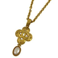 シャネル ココマーク チェーン ネックレス フェイクパール ネックレス GP ゴールド レディース 【中古】bracc