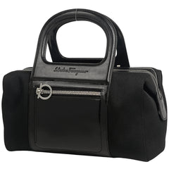 サルヴァトーレフェラガモ ガンチーニ ハンドバッグ 手提げ ハンドバッグ キャンバス ブラック AU-212835 レディース 【中古】brbag