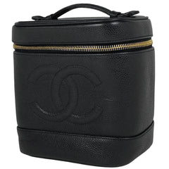 シャネル ココマーク バニティバッグ コスメ メイク 小物入れ 化粧ポーチ キャビアスキン ブラック A01998 レディース 【中古】brbag