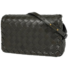 ボッテガヴェネタ イントレチャート ショルダーバッグ 肩掛け 斜め掛け 編み込み ショルダーバッグ レザー グレー レディース 【中古】brbag