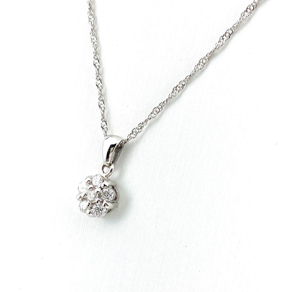 フラワーモチーフ デザインネックレス プラチナ ペンダント メレダイヤ 花 ネックレス Pt900 Pt850 ダイヤモンド レディース 【中古】nbjwl