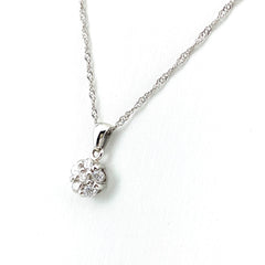 フラワーモチーフ デザインネックレス プラチナ ペンダント メレダイヤ 花 ネックレス Pt900 Pt850 ダイヤモンド レディース 【中古】nbjwl