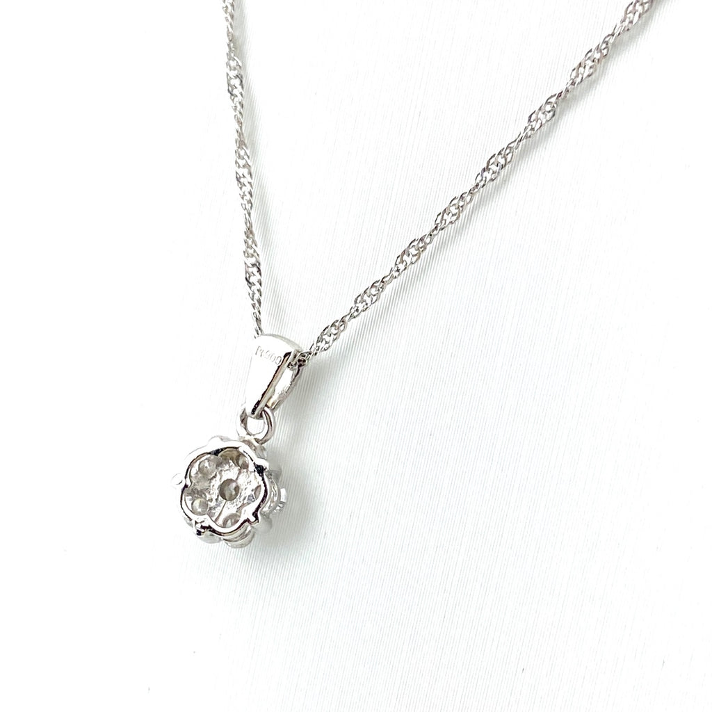 フラワーモチーフ デザインネックレス プラチナ ペンダント メレダイヤ 花 ネックレス Pt900 Pt850 ダイヤモンド レディース 【中古】nbjwl