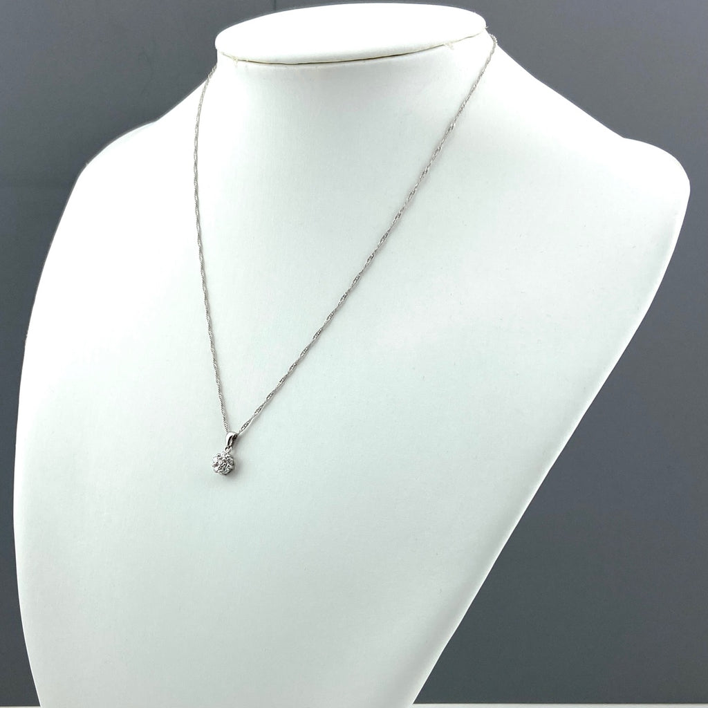フラワーモチーフ デザインネックレス プラチナ ペンダント メレダイヤ 花 ネックレス Pt900 Pt850 ダイヤモンド レディース 【中古】nbjwl