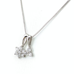 フラワーモチーフ デザインネックレス プラチナ ペンダント メレダイヤ 花 ネックレス Pt900 Pt850 ダイヤモンド レディース 【中古】nbjwl