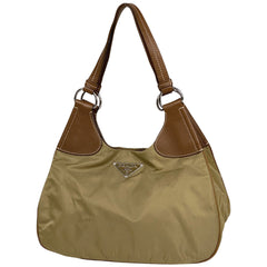 プラダ ロゴプレート ショルダーバッグ ハンドバッグ ショルダーバッグ ナイロン ブラウン レディース 【中古】brbag