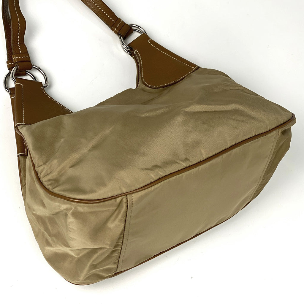 プラダ ロゴプレート ショルダーバッグ ハンドバッグ ショルダーバッグ ナイロン ブラウン レディース 【中古】brbag