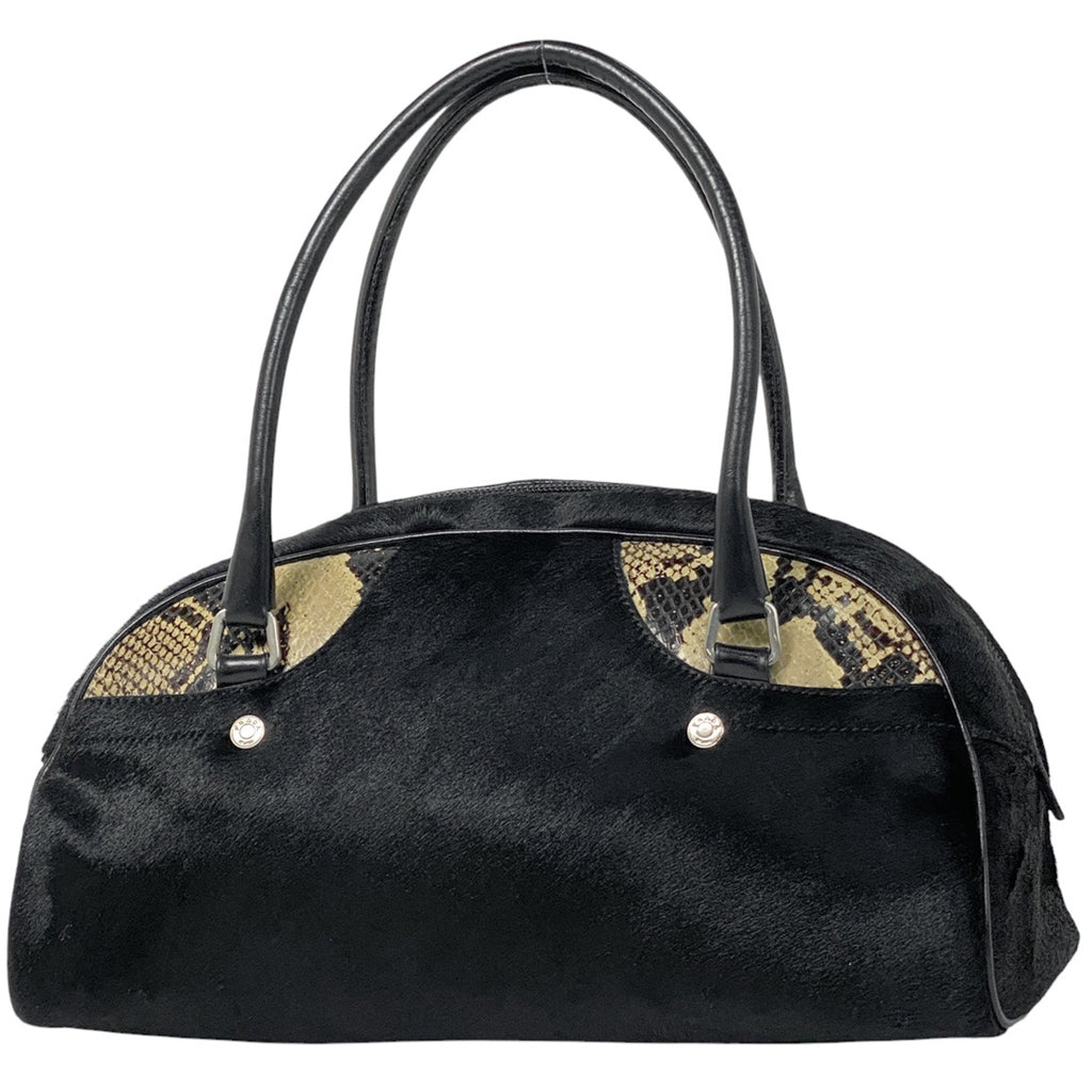 プラダ ロゴプレート ハンドバッグ 手提げ ハンドバッグ ハラコ ブラック レディース 【中古】brbag