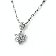 フラワーモチーフ デザインネックレス プラチナ ペンダント メレダイヤ 花 ネックレス Pt900 Pt850 ダイヤモンド レディース 【中古】nbjwl
