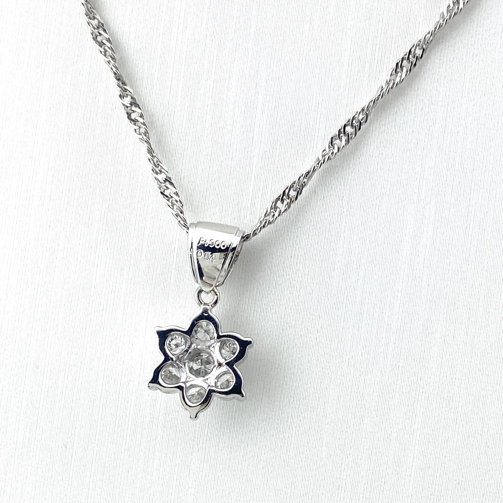 フラワーモチーフ デザインネックレス プラチナ ペンダント メレダイヤ 花 ネックレス Pt900 Pt850 ダイヤモンド レディース 【中古】nbjwl