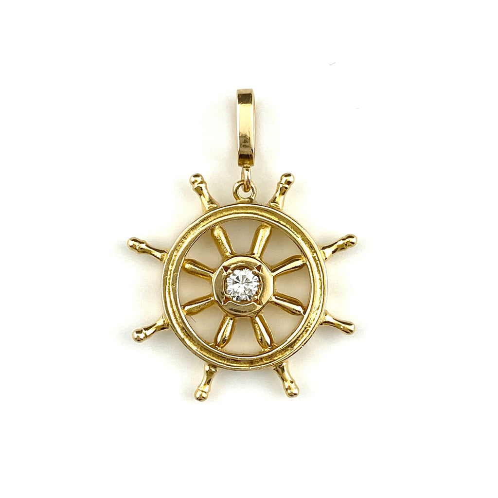 ダイヤモンド ペンダントトップ YG イエローゴールド 舵 ペンダントトップ K18 ダイヤモンド レディース 【中古】nbjwl