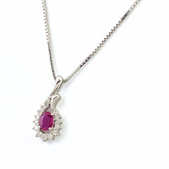 ルビー デザインネックレス プラチナ ペンダント メレダイヤ ネックレス Pt900 Pt850 ルビー レディース 【中古】nbjwl