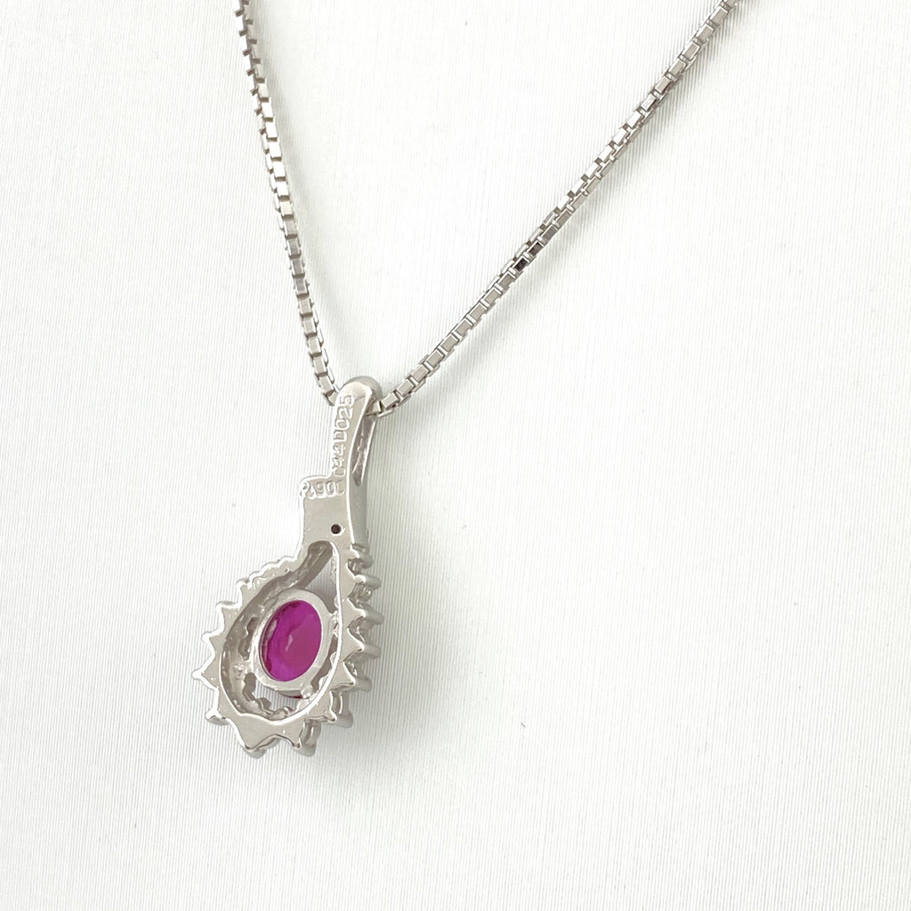 ルビー デザインネックレス プラチナ ペンダント メレダイヤ ネックレス Pt900 Pt850 ルビー レディース 【中古】nbjwl
