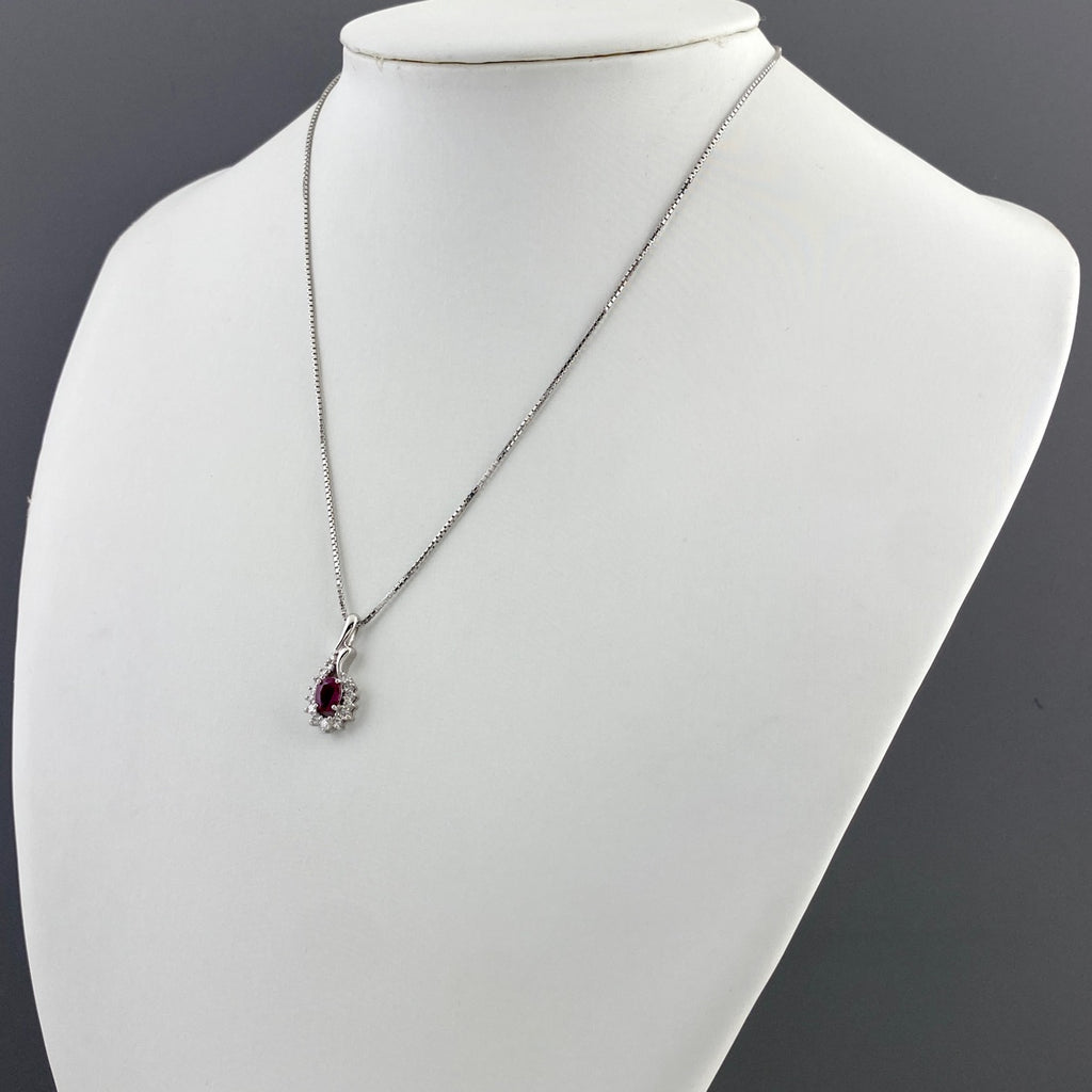 ルビー デザインネックレス プラチナ ペンダント メレダイヤ ネックレス Pt900 Pt850 ルビー レディース 【中古】nbjwl