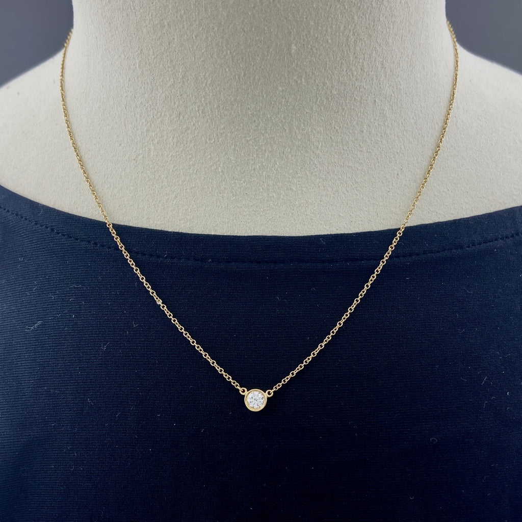 ティファニー バイザヤード ネックレス YG イエローゴールド ペンダント ダイヤモンド 1Pダイヤ エルサ・ペレッティ ネックレス 750 ダイヤモンド レディース 【中古】brjwl