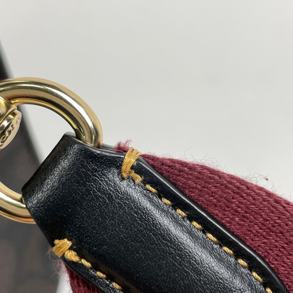 コーチ シグネチャー ショルダーバッグ 2WAY ハンドバッグ スキー パッチ ショルダーバッグ コーティングキャンバス ダークブラウン CE593 レディース 【中古】brbag