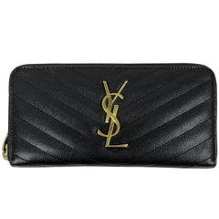 サンローランパリ モノグラム サンローラン フルジップウォレット ロゴ ラウンドファスナー 長財布 レザー ブラック 358094 レディース 【中古】brbag