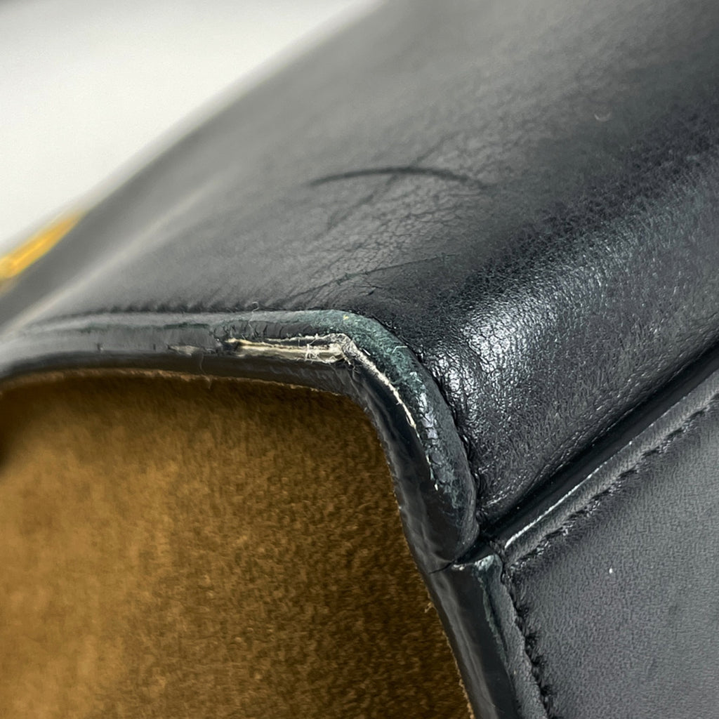 セリーヌ スモール トラペーズ 2WAY ショルダーバッグ ハンドバッグ レザー ブラック ホワイト レディース 【中古】brbag