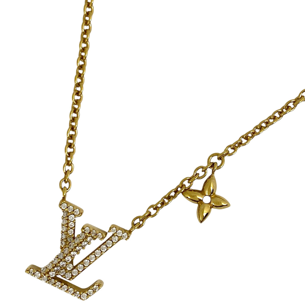 ルイ・ヴィトン ネックレス LV アイコニック ロゴ ネックレス GP ラインストーン ゴールド レディース 【中古】bracc