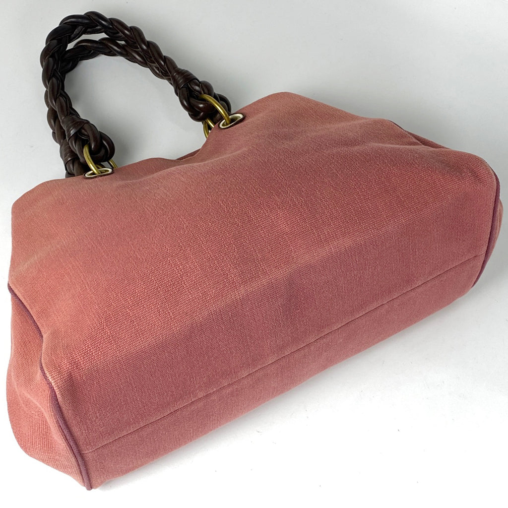 ボッテガヴェネタ トートバッグ 編み込み ショルダーバッグ トートバッグ キャンバス ピンク レディース 【中古】brbag