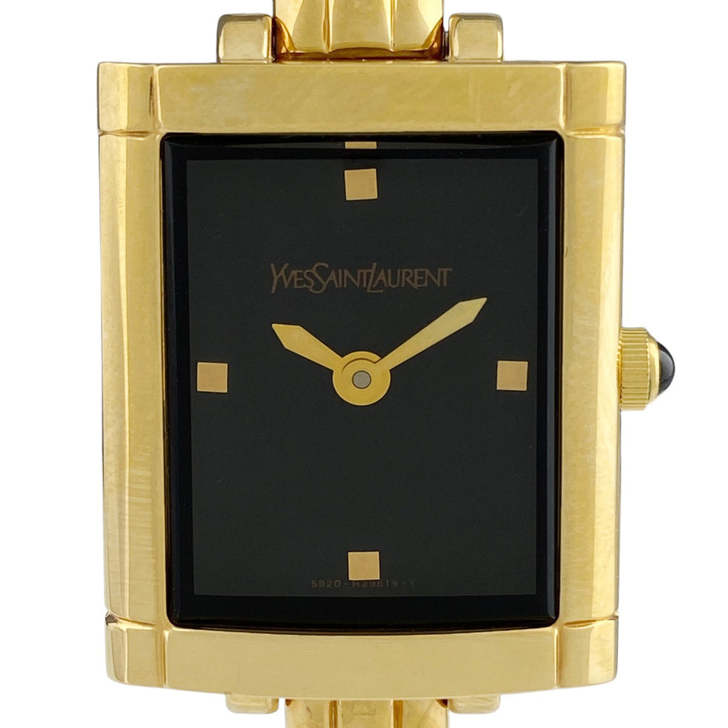 イヴサンローラン YVES SAINT LAURENT バングルウォッチ YSL 腕時計 SS GP クォーツ ブラック レディース 【中古】wtcbb