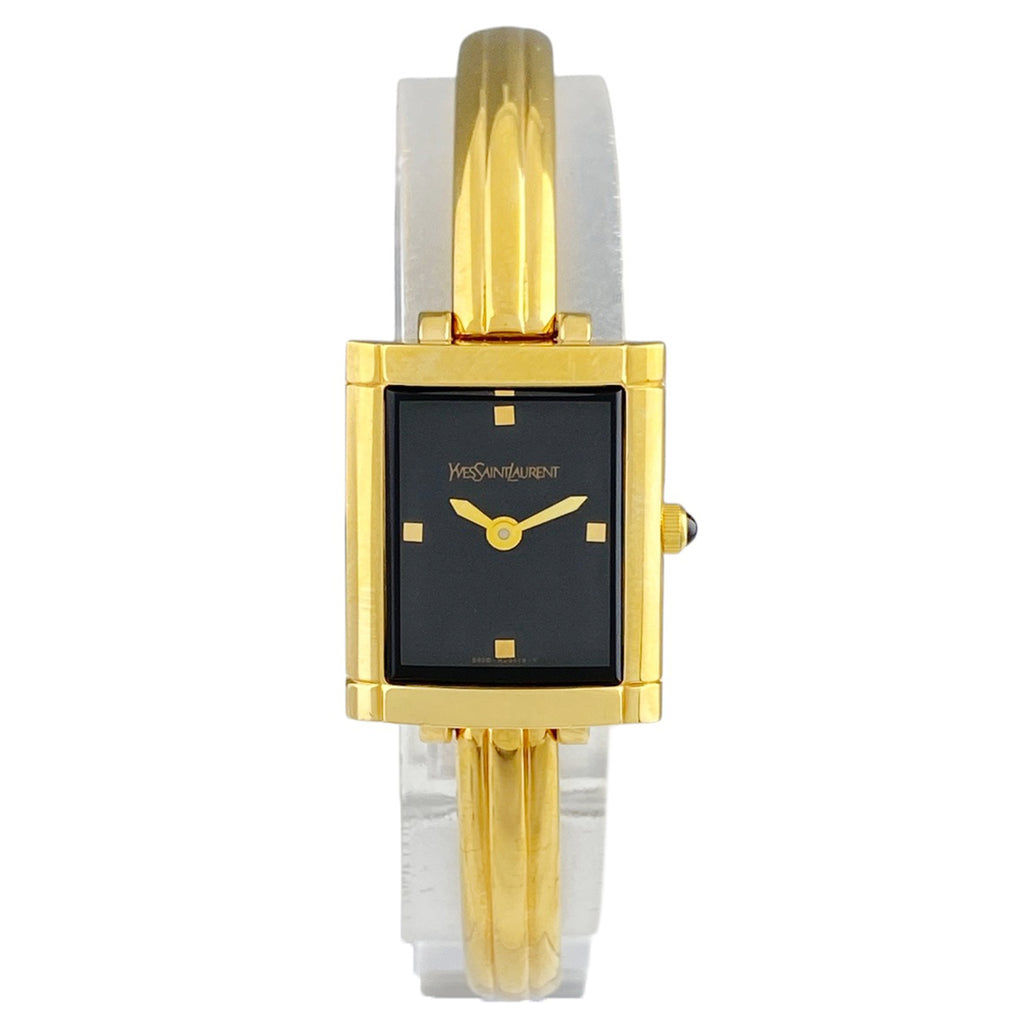 イヴサンローラン YVES SAINT LAURENT バングルウォッチ YSL 腕時計 SS GP クォーツ ブラック レディース 【中古】wtcbb