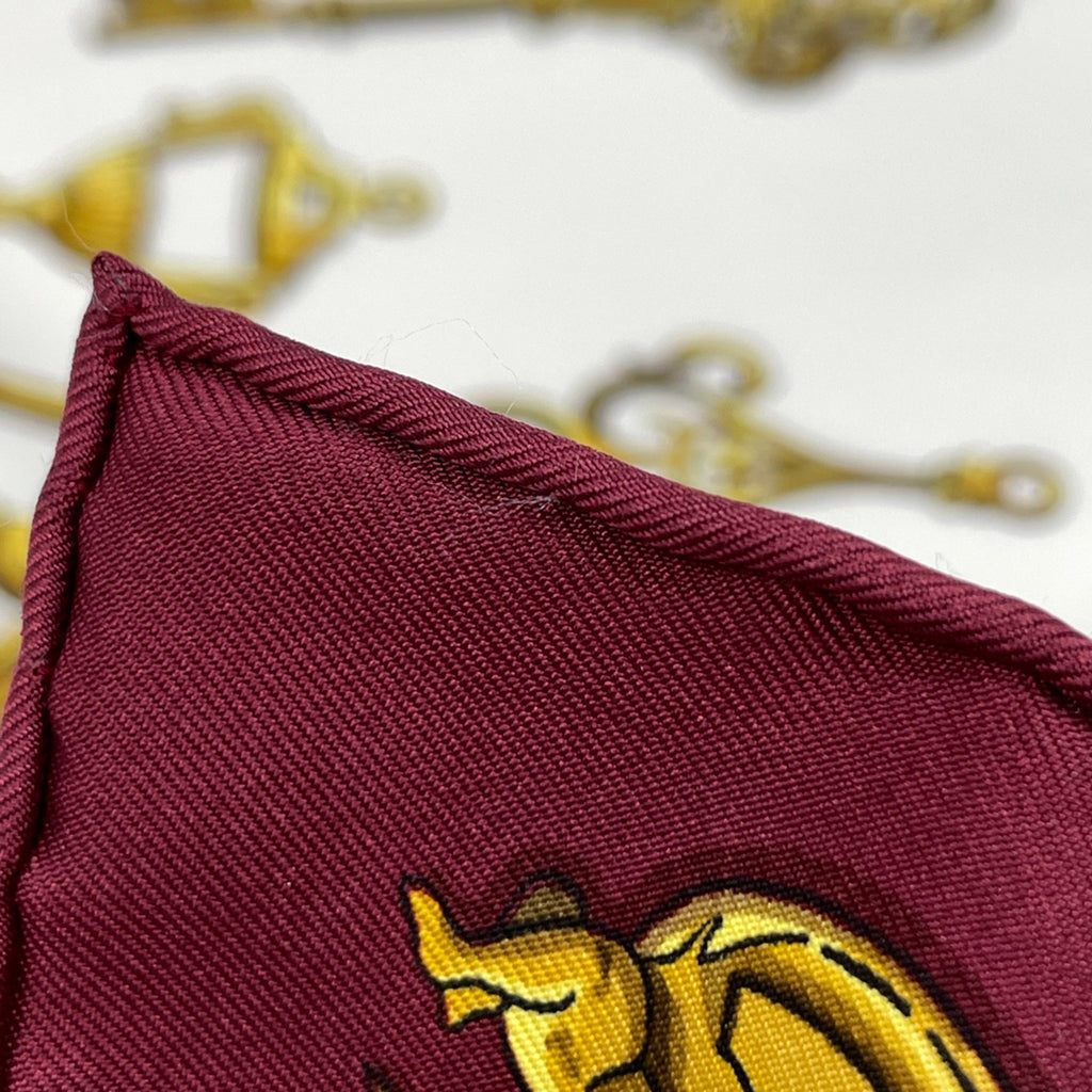 エルメス カレ 90 鍵柄 キー スカーフ シルク ボルドー レディース 【中古】brbag