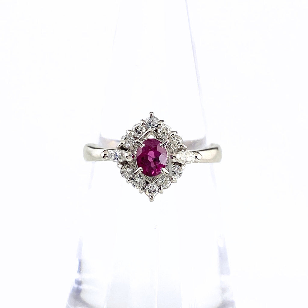 ルビー デザインリング プラチナ 指輪 メレダイヤ リング 10.5号 Pt900 ルビー ダイヤモンド レディース 【中古】nbjwl