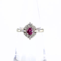 ルビー デザインリング プラチナ 指輪 メレダイヤ リング 10.5号 Pt900 ルビー ダイヤモンド レディース 【中古】nbjwl