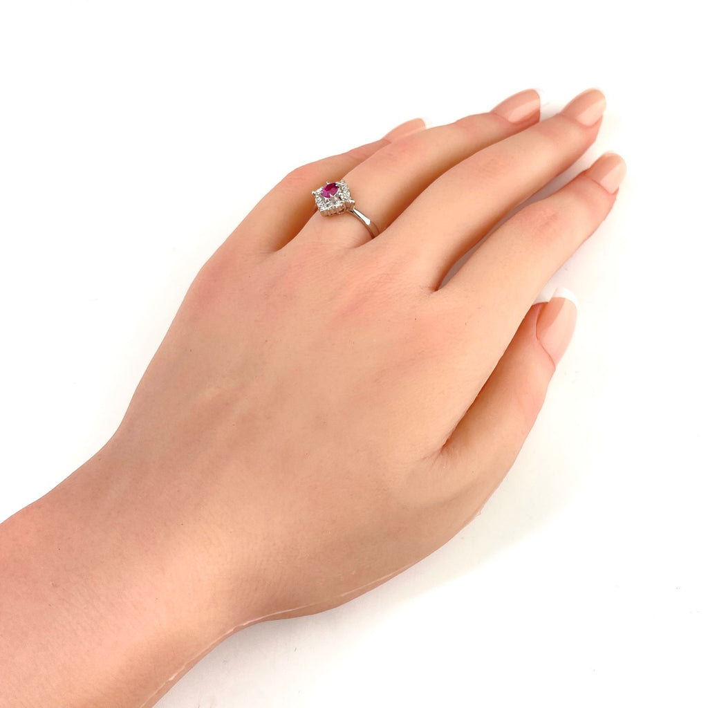 ルビー デザインリング プラチナ 指輪 メレダイヤ リング 10.5号 Pt900 ルビー ダイヤモンド レディース 【中古】nbjwl